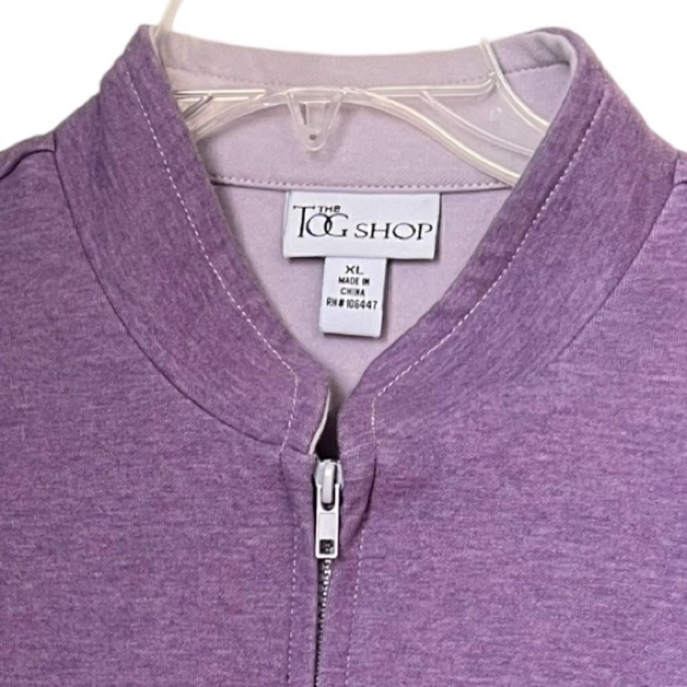 The Tog Shop Lavender Long Sleeve Cotton Blend Sweater Zipper Jacket sz XL - Picture 8 of 9